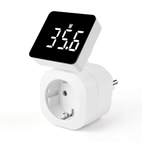 Stromzähler für Steckdose 6 Modi, 180°Rotbarer Stromzähler Strommessgerät mit Groß LCD, Strommessgerät Steckdose Energiekostenmessgerät Hinterleuchtete Weiße Ziffern, Wattmeter Kwh Zähler Strommesser von MECHEER