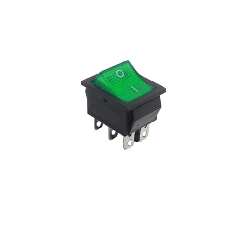 Bootswippschalter zum 【3-1 STÜCK】 30 A 250 V AC Hochstrom, EIN/AUS, speziell for Eelding-Maschine, KCD4, Sterlingsilberspitze, Wippschalter(6Pin Green Light,1PCS) von MECHURA