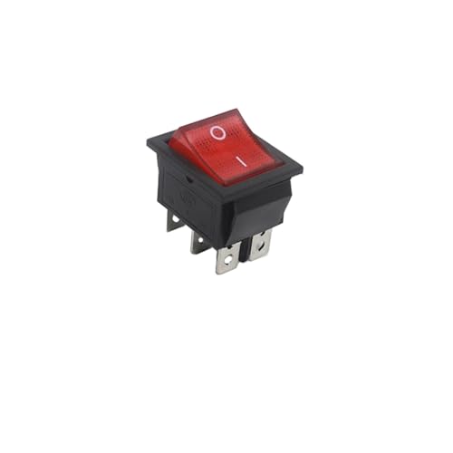 Bootswippschalter zum 【3-1 STÜCK】 30 A 250 V AC Hochstrom, EIN/AUS, speziell for Eelding-Maschine, KCD4, Sterlingsilberspitze, Wippschalter(6Pin Red Light,2PCS) von MECHURA