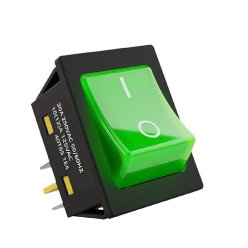 Bootswippschalter zum 30A 250VAC Hochleistungs-Wippschalter Ein Aus DPST LED-Schalter 4-polig rot grün blau weiß gelb Schalter(Green,24V) von MECHURA