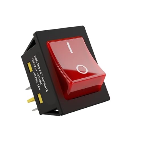 Bootswippschalter zum 30A 250VAC Hochleistungs-Wippschalter Ein Aus DPST LED-Schalter 4-polig rot grün blau weiß gelb Schalter(RED,12V) von MECHURA