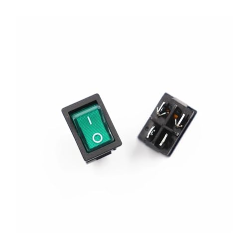 Bootswippschalter zum 5 Stücke schalter KCD1-104 4 füße 2 dateien mit lichter Rocker power schalter 15 * 21 MM 4pin Mit licht(5pcs green,220 V) von MECHURA