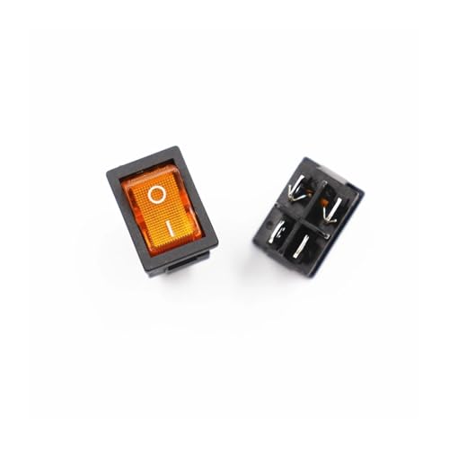 Bootswippschalter zum 5 Stücke schalter KCD1-104 4 füße 2 dateien mit lichter Rocker power schalter 15 * 21 MM 4pin Mit licht(5pcs yellow,12 V) von MECHURA