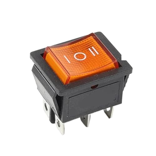 Bootswippschalter zum 5Pcs 31X26mm Power Wippschalter KCD4 6Pin 2/3 Position Taste Schalter Mit Licht 16A 250VAC 20A 125VAC Elektrische Auf-Off(Yellow ON-OFF-ON) von MECHURA