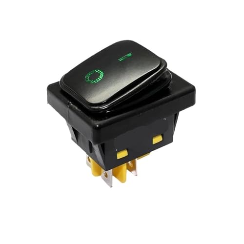 Bootswippschalter zum KCD4 30A 250VAC Hochleistungs-4-poliger DPST-Wippschalter, wasserdicht, Edelstahl-Finish, 12V 24V 110V 220V, LED-Ein-/Ausschalter(Waterproof Black,BLUE_ON-OFF FUNCTION_12V-24V) von MECHURA