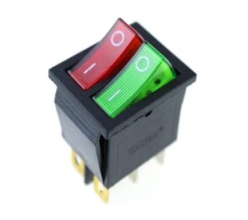 Bootswippschalter zum KCD4 Ein-Aus-Ein 6P / Ein-Aus 4P Rastender Wippschalter 16A 250VAC Farblicht(Red green l l) von MECHURA