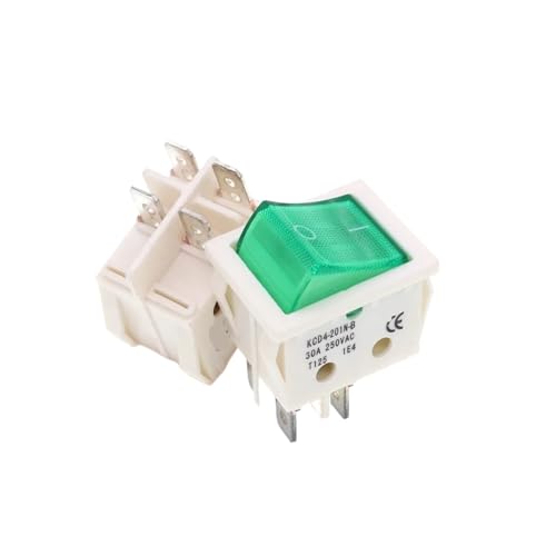 Bootswippschalter zum KCD4 Elektrischer Schweißmaschinenschalter Schiffstypschalter mit rotem Licht 30A 250V AC Elektroofen Elektrischer Heizungsschalter 4PIN T8555(4Pin Green) von MECHURA