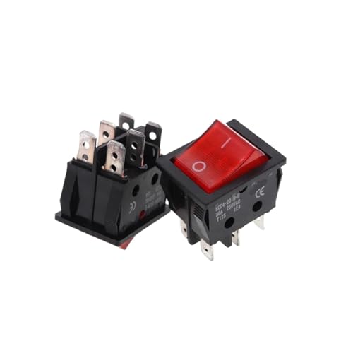 Bootswippschalter zum KCD4 Elektrischer Schweißmaschinenschalter Schiffstypschalter mit rotem Licht 30A 250V AC Elektroofen Elektrischer Heizungsschalter 4PIN T8555(6Pin Red light) von MECHURA
