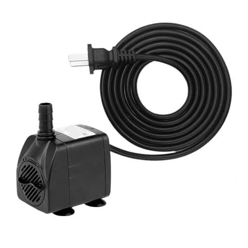 Wasserpumpe für Aquarien Einstellbarer Durchfluss, kleine Tauchwasserpumpe for Aquarien, Teiche, Springbrunnen im Freien mit Saugnapfhalterung an der Unterseite(US plug HSB950B) von MECHURA