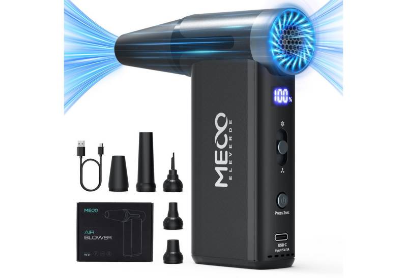 MECO Akku-Handstaubsauger ME-D1, 100 W, Druckluftreiniger mit LED-Anzeige - 8 Stufen 5 Düsenaufsätze 4000 mAh von MECO