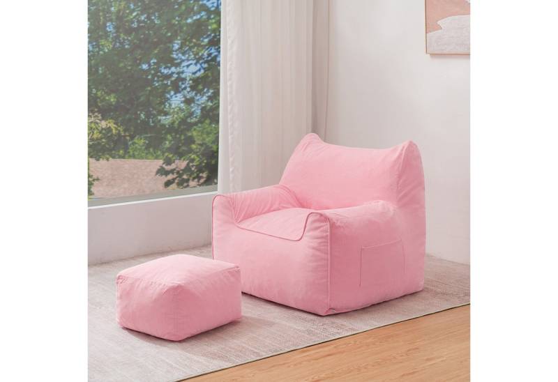 MECO Sitzsack (Komfortabler Sitzsack), Erwachsenen-Beanbag mit Katzenohren und Fußbank von MECO
