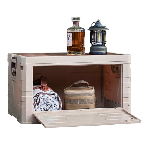 Faltbare Camping Outdoor Aufbewahrungsbox mit Deckel, 35L Stapelbar Kunststoff Auto Kofferraum Organizer Aufbewahrung, Faltbare Utility Crate Camping Zubehör für Garten Party Picknick Outdoor Reisen von MECOLOR