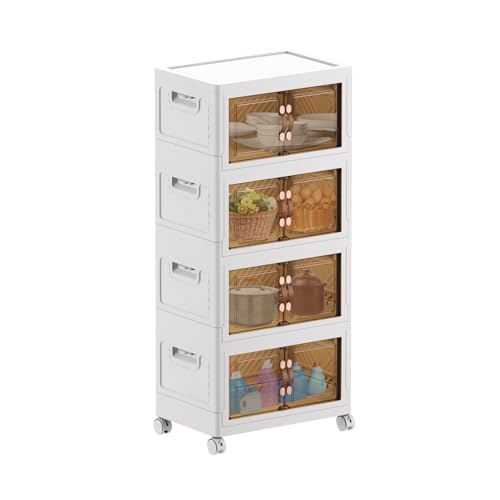 MECOLOR Installation free folding cabinet storage bins with lids storage closet,11.7Gal Bathroom cleaning cabinet Kitchen organizing bins Bedroom storage cabinet (4pack) von MECOLOR