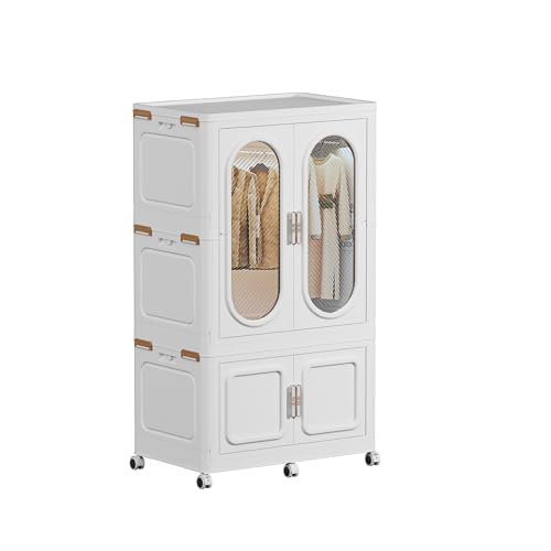 MECOLOR Tragbarer Kleiderschrank für Schlafzimmer, stapelbarer Schrank-Aufbewahrungs-Organizer mit 6 Rollen, Kunststoff-Aufbewahrungsbox mit Deckel, Würfelaufbewahrungseinheit mit magnetischer Tür MECOLOR Tragbarer Kleiderschrank für Schlafzimmer, stapelbarer Schrank-Aufbewahrungs-Organizer mit 6 Rollen, Kunststoff-Aufbewahrungsbox mit Deckel, Würfelaufbewahrungseinheit mit magnetischer Tür von MECOLOR
