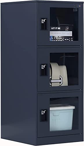 MECOLOR vertikales einzeiliges kleines Schließfach mit Vorhängeschloss, klares Schließfach, kleines Schließfach, 2/3-stufiges Speicherfach und Mini-Schließfach für Kinder (G3V-GY) von MECOLOR
