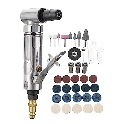 Druckluftschleifer Set, 90° Stabschleifer Mini Druckluft Stabschleifer 20000 U/min Druckluft Winkelschleifer Pneumatische Luftdruckschleifmaschinen - Einlassanschluss 1/4 BSP von MECUTP
