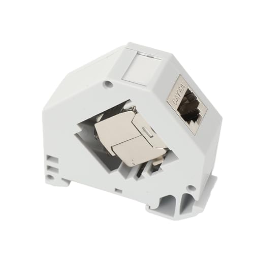 MECUTP 16 Stück CAT6A Keystone Modul und Hutschienenadapter Set RJ45 Buchse 10Gbps Hutschiene Adapter Passt Auf Genormte Hutschiene - Werkzeugfreie Montage/Schnappmontage von MECUTP