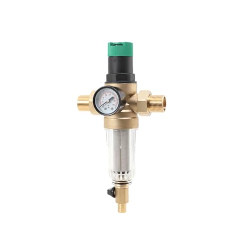 MECUTP DN 20 Rückspülfilter Wasser Druckregler Mit Druckminderer Und Manometer 3/4 Zoll Wasserfilter Wiederverwendbarer Wasserdruckregler Messing Wasserdruckminderer Sedimentfilter von MECUTP