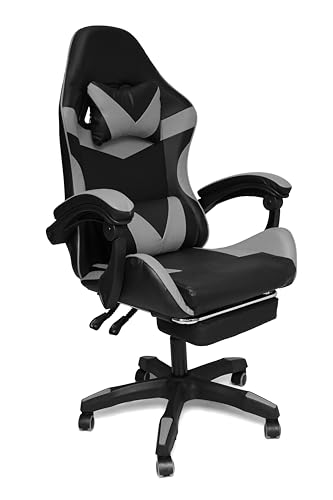 MEDAS PRO - Ergonomisch Gaming Stuhl mit Fußstütze - Schwarz & Grau Gamingstuhl - Gamerstuhl zum Büro Spielzimmer Jugendzimmer - Drehsessel für Gamer - Drehstuhl Computerstuhl - Computer Gaming Chair von MEDAS PRO
