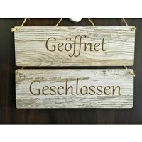Türschild Deko Landhaus Vintage Shabby Retro Geöffnet + Geschlossen Dekoschild Set Türschild Deko Landhaus Vintage Shabby Retro Geöffnet + Geschlossen Dekoschild Set von MEDEKO