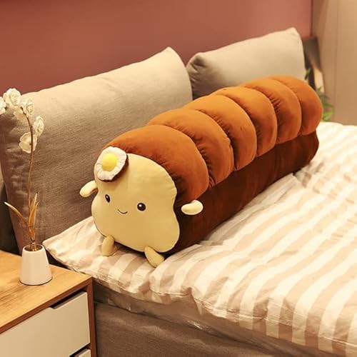 MEDFL 25~120 cm Spiegelei Plüsch Brot weich gefüllte Lebensmittel Kissen Lange Toast Bolster zum Schlafen Lächeln Gesicht n Kinder Geschenk 40 cm B von MEDFL