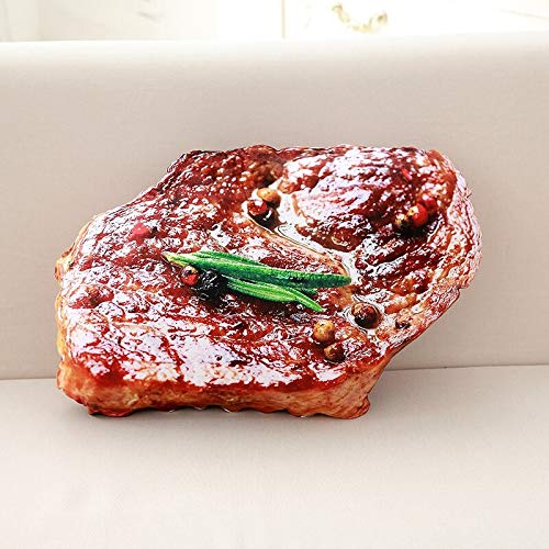 MEDFL Kreatives Send A Friend Geschenk Plüsch Brot Steak Pizza geformtes Kissen Lustiges Essen Nickerchen Kissen und Kissen Kinder Spielzeug Geburtstagsgeschenk 50 cm Steak von MEDFL