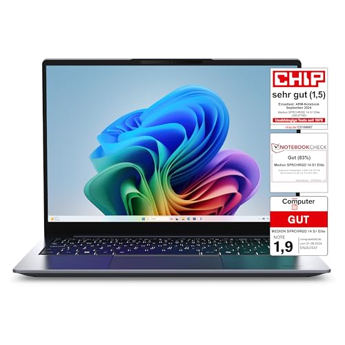 MEDION SPRCHRGD 14 S1 Elite 35,56 cm (14" Zoll 120Hz 2.8K WQXGA+) Laptop (Copilot+ PC, Qualcomm Snapdragon X Elite, 32GB DDR5 RAM, 1TB SSD, Win 11 Home) von MEDION
