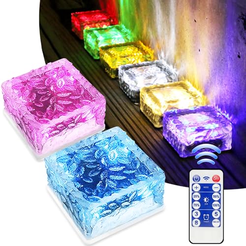 MEDOYOH 2er-Set Solar Pflastersteine mit 12 Tasten Fernbedienung, 10x10x5CM Bunt Licht On/Off Lichtsensor Wegbeleuchtung Wasserdicht Bodenstrahler Solar für Patio Garten Hof Weg Terrasse MEDOYOH 2er-Set Solar Pflastersteine mit 12 Tasten Fernbedienung, 10x10x5CM Bunt Licht On/Off Lichtsensor Wegbeleuchtung Wasserdicht Bodenstrahler Solar für Patio Garten Hof Weg Terrasse von MEDOYOH