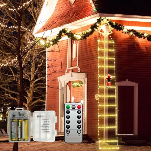 MEDOYOH Warmweiß Licht 3,3M/130IN 136 LEDS Leiters mit Kletternder Weihnachtsmann, Weihnachtsbeleuchtung Batteriebetrieben für Indoor Outdoor Weihnachtsbaum Balkon Fenster Dekor MEDOYOH Warmweiß Licht 3,3M/130IN 136 LEDS Leiters mit Kletternder Weihnachtsmann, Weihnachtsbeleuchtung Batteriebetrieben für Indoor Outdoor Weihnachtsbaum Balkon Fenster Dekor von MEDOYOH