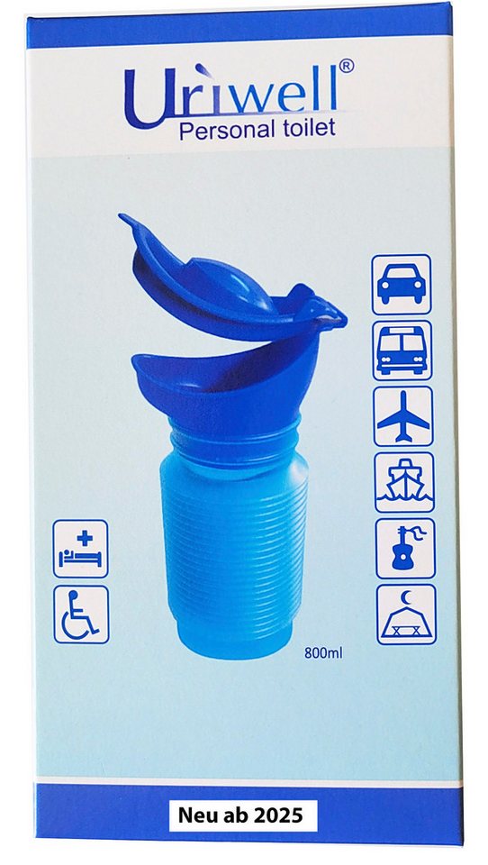 MEDUP Campingtoilette Uriwell Notfalltoilette Urinal Reisetoilette Miniurinal, (Paarset 2Stück unisex, 2-St., für Sie und Ihn unisex Reiseset), ausziehbar 800ml Füllvermögen wiederverwendbar faltbar waschbar von MEDUP