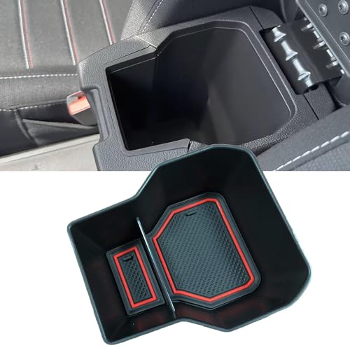 MEDZUK Armlehnen Organizer Kompatibel mit Dacia Jogger 2021-2024 2025 Mittelkonsole Aufbewahrungsbox Handschuhfach Auto Center Console Tray Zubehör Mit Rutschfestermatte (Rot) von MEDZUK