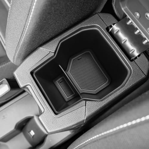 MEDZUK 3 Farben Armlehnen Kompatibel mit Dacia Sandero 3 | Sandero Stepway 3 2020-2024 2025 Mittelkonsole Aufbewahrungsbox, Handschuhfach Organizer Tray Zubehör mit Rutschfester Matte(Schwarz) von MEDZUK