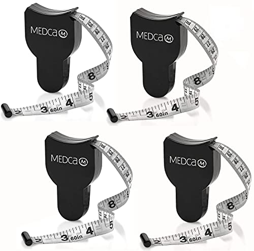 Körpermaßband - (4er-Pack) Maßband für Körper- und Körperfettmessgerät Fitness & Gewichtsmessgeräte (Zoll & cm) Einziehbare Bänder Messlineal für genauen Körperfettrechner von MEDca