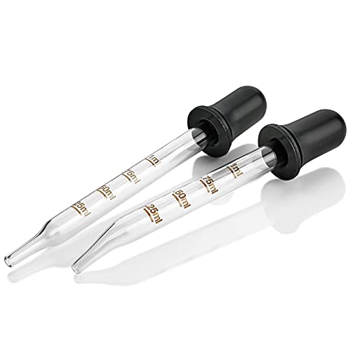 MEDca Pipette - (2er Pack) Gebogene und gerade Spitze kalibrierte Medizinpipette aus Glas für Medikamente oder ätherische Öle Pipette für genaue, einfache Dosierung und Messung (1 mL Kapazität) von MEDca