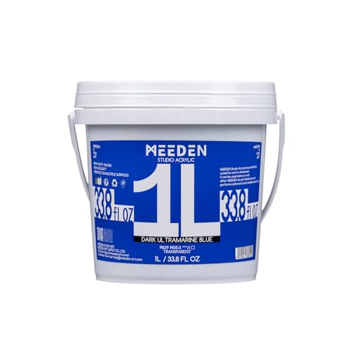 MEEDEN Blau Acrylfarben 1L: Heavy Body Gloss Acryl Farbe für Leinwand Holz Wand Textile, Groß Acrylic Paint - Wasserfest & Ungiftig & Schnelltrocknend - Dunkles Ultramarinblau von MEEDEN