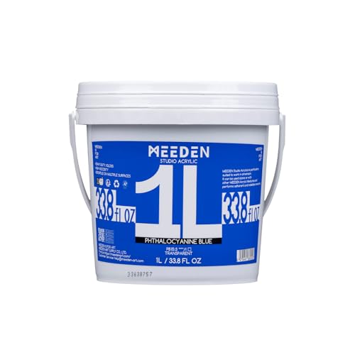 MEEDEN Blau Acrylfarben 1L: Heavy Body Gloss Acryl Farbe für Leinwand Holz Wand Textile, Groß Acrylic Paint - Wasserfest & Ungiftig & Schnelltrocknend - Kobaltblau von MEEDEN