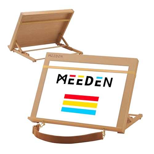 MEEDEN A3 Tischstaffelei Holz, 47x36 cm Verstellbare Staffelei Tisch aus Deutsche Buchenholz, Faltbarer Tragbarer Leinwand Ständer, Display-Staffelei für Gemälde Kunst & Handwerk von MEEDEN