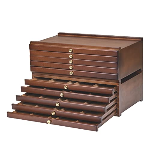 MEEDEN Künstlerbedarf Aufbewahrungsbox mit 10 Schubladen -Große Multifunktions-Bleistiftbox aus Buchenholz mit Schubladen und Fächern für Pastelle, Bleistifte, Stifte, Marker, Pinsel und Stempel von MEEDEN