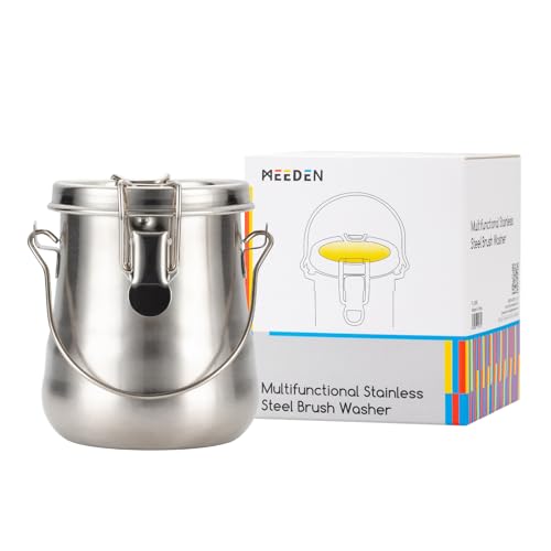 MEEDEN Tragbarer Pinselreiniger mit Deckel : Luftdichter Pinselwascher aus Edelstahl für Öl- und Acrylmalerei - Mittel von MEEDEN