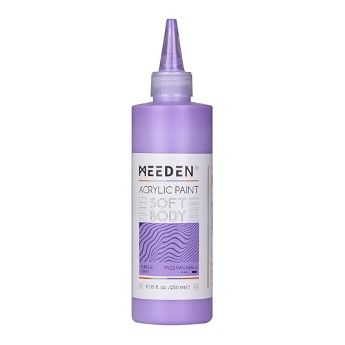 MEEDEN Violettgrau Acrylfarbe: Matt Finish 250ml Soft Body Acrylic Paint in ergonomischer Flasche - Fließfarbe für Leinwand Künstler & Erwachsene von MEEDEN