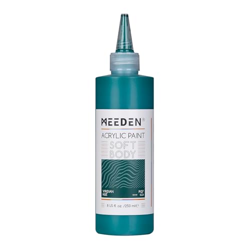 MEEDEN Viridian Grün Acrylfarbe: Matt Finish 250ml Soft Body Acrylic Paint in ergonomischer Flasche - Fließfarbe für Leinwand Künstler & Erwachsene von MEEDEN