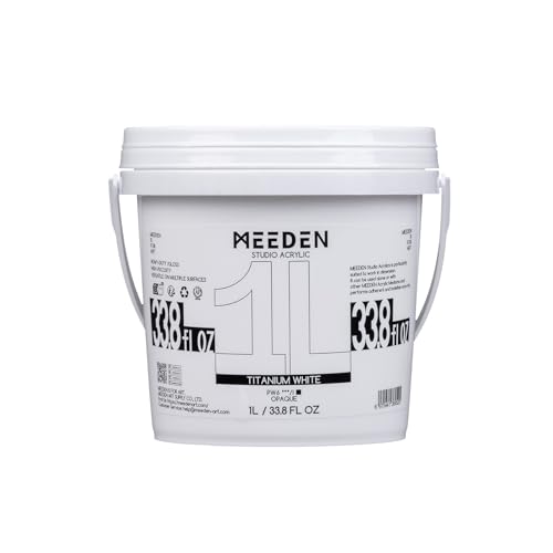 MEEDEN Weiß Acrylfarben 1L : Heavy Body Gloss Acryl Farbe für Leinwand Holz Wand Textile, Groß Acrylic Paint - Wasserfest & Ungiftig & Schnelltrocknend - Titanweiß von MEEDEN