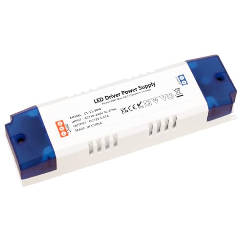 MEEKBOS LED Trafo LED Transformator 1-80W 12V 6.7A Treiber Netzteil, Trafo 230V Auf 12V DC, keine Mindestbelastung, kein Flimmern, kein Rauschen für Überwachungskameras und LED-Leuchten,Lichtstreifen von MEEKBOS