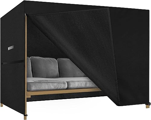 MEELOTOP Hollywoodschaukel Abdeckung 3-4 Sitzer, Gartenschaukel Abdeckplane Wasserdicht Schutzhülle Strandkorb Winterfest, Schwerlast Reißfest 600D Oxford Gewebe Schutzhülle - Schaukel 212x153x153cm von MEELOTOP