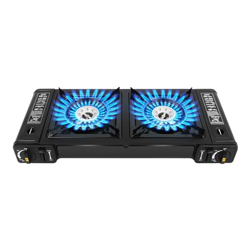MEELRYD Camping Gaskocher 2-flammig | Tragbarer Camping Grill Gas Stove | Campingkocher mit Piezozündung | Tischgrill Gas Herd für Camping | Picknick | Schwarz MEELRYD Camping Gaskocher 2-flammig | Tragbarer Camping Grill Gas Stove | Campingkocher mit Piezozündung | Tischgrill Gas Herd für Camping | Picknick | Schwarz von MEELRYD