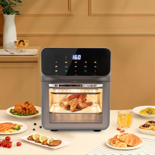 MEELRYD Einbau-Backofen 13 Liter, Minibackofen Pizzaofen 250°C LED-Display, Schnellaufheizung Rösten Trocknen Elektronikuhr mit Timerfunktionen Dual Cook von MEELRYD