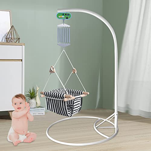 MEELRYD Hängende Elektrische Wiegensteuerung, 12W Motor Federwiege mit 7 Stück Feder bis zu 19 kg Zeit Vibrationsamplitude einstellbar für Babywiege Hängematte (Grün) von MEELRYD