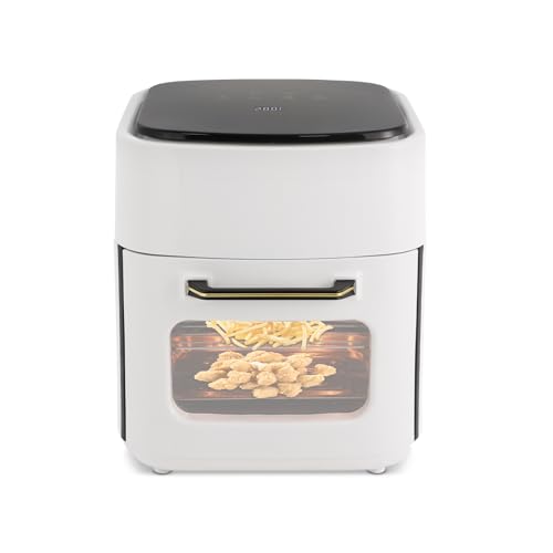 MEELRYD Heißluftfritteuse, Minibackofen, Airfryer mit LED-Touchscreen, 65min Timer, Haushalten, 15L Familiengröße, Automatische Abschaltung, Großes Sichtfenster, Weiß von MEELRYD