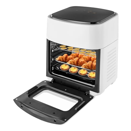 MEELRYD Heißluftfritteuse 15L, ölfreie Fritteuse gesund Touchscreen 80-200 °C, 5-65 Min 1400 W Fritteuse ohne Öl, Grillen,Backen,Braten etc (Weiß) von MEELRYD