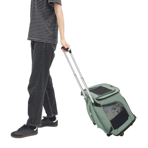 MEELRYD Hundetrolley mit Rollen, 360° Drehbar Transportbox mit Taschen, Katzen Trolley-Rucksack, 2-in-1 Haustierrucksack Hundetasche mit Tür und Fenster atmungsaktiv für kleine Katzen Hunde bis 9 kg MEELRYD Hundetrolley mit Rollen, 360° Drehbar Transportbox mit Taschen, Katzen Trolley-Rucksack, 2-in-1 Haustierrucksack Hundetasche mit Tür und Fenster atmungsaktiv für kleine Katzen Hunde bis 9 kg von MEELRYD